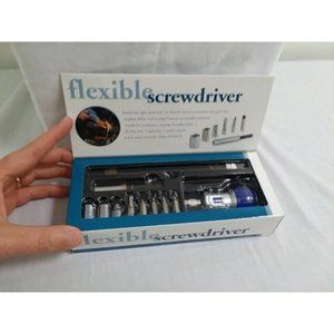 Tool Kit FLEXIBLE Screwdriver with Bits Socket Wrench Adaptor Travel Size New